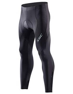 XGC Herren Lange Radhose Hose Fahrradhose Hose Tights Legging mit 4D Schwamm gepolstert - Schwarz - Groß von XGC