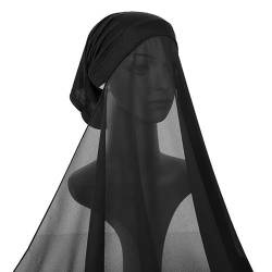Muslim Hijab Damen Frauen Muslimisch Kopftuch Islamisch Gesichtsschleier Lang Turban Leicht Haartuch Elegant Chiffon Chemo Kappe Frauen Schal Damen UV Schutz Kopfkappe Elastisch Outdoor Alltagsleben von XGOPTS
