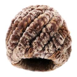 Strickmütze Winter Wintermütze Verdickt Warm Mütze Damen Mädchen Pelzmütze Flexibel Bunt Fellmütze Kaninchenfell Gestrickt Damenmütze Atmungsaktiv Weich Beanie Outdoor Alltagsleben Einheitsgröße von XGOPTS