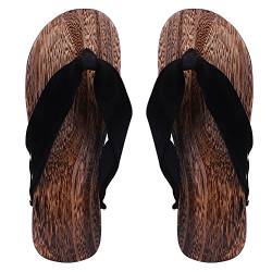 XGOPTS Flip-Flops Japanisch Slippers Holz Zehentrenner Herren Männer Sandalen Rutschfest Schlappen Drachenmuster Strandschuhe Weich Atmungsaktiv Schlappen Elegant Outdoor Strand Spa Kimono Yukata von XGOPTS