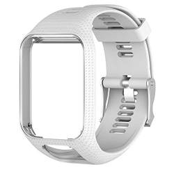 XGZ Uhrenarmband, Ersatz Band für Tomtom Runner 2/3 Serie Silikon Armbanduhr Band Gurt Zubehör mit Sieb Protektoren, 25cm (Weiß) von XGZ