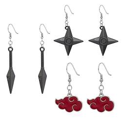 XHBTS 3 Paar Klassische Ohrringe,Red Cloud Ohrringe cosplay Earrings, Anime Drop Ohrringe Ohrringe Ohrstecker Anime Cosplay Zubehör Requisite Statement Ohrringe for Anime Lovers von XHBTS