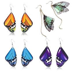 XHBTS 4 Paar Zikadenflügel Ohrringe Acryl Schmetterling Flügel Gradient Drop Dangle Ohrringe für Frauen von XHBTS