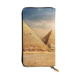 Ägyptische Pyramide in der Wüste Damen Leder Lange Clutch Geldbörse Leder Lange Clutch Geldbörse 19 x 10,5 cm, Schwarz, Einheitsgröße von XHLXZYM