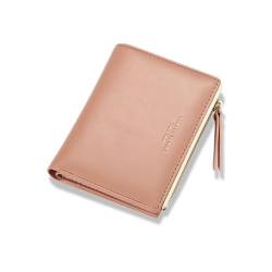 XHUMORG Kleine Frauen Brieftaschen Slim Bifold Kreditkartenhalter Minimalistische Reißverschluss Münztasche (Pink) von XHUMORG