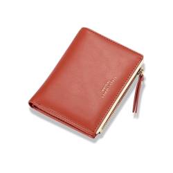 XHUMORG Kleine Frauen Brieftaschen Slim Bifold Kreditkartenhalter Minimalistische Reißverschluss Münztasche (Red) von XHUMORG