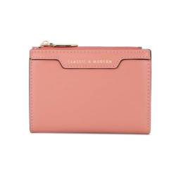 XHUMORG Slim Frauen Geldbörsen Kleine Bifold Kreditkartenhalter Minimalistische Reißverschluss Münztasche (Pink) von XHUMORG