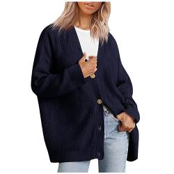 Strickjacken Für Damen Kurz Langarm Cardigan Damen V Ausschnitt Strickjacke Damen Herbst Winter Mit Knopfleiste Pullover & Strickjacken Für Damen Einfarbig Casual Strickpullover Damen Leicht von XIADUOBAAN