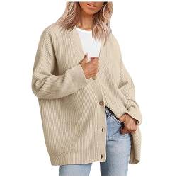 Strickjacken Für Damen Kurz Langarm Cardigan Damen V Ausschnitt Strickjacke Damen Herbst Winter Mit Knopfleiste Pullover & Strickjacken Für Damen Einfarbig Casual Strickpullover Damen Leicht von XIADUOBAAN