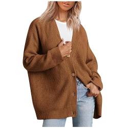 Strickjacken Für Damen Kurz Langarm Cardigan Damen V Ausschnitt Strickjacke Damen Herbst Winter Mit Knopfleiste Pullover & Strickjacken Für Damen Einfarbig Casual Strickpullover Damen Leicht von XIADUOBAAN