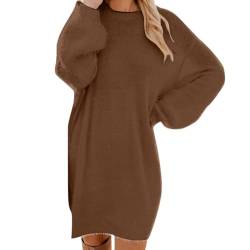 XIADUOBAAN Hauskleid Damen Fleece Lang Elegant Dünn Winterkleid Damen Warm Langarm Rundhals Winter Kleid Teddy Leicht Sweatkleid Damen Einfarbig Zuhause Casual Winterkleider Damen Alltag Schöne von XIADUOBAAN