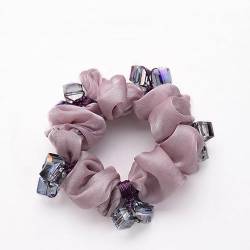 2-Stücke Kristall Dünndarm Haarschleife Stirnband, Haarseil, Pferdeschwanz Haarzubehör, Lederband und Stirnband Krawatte (lila) von XIANGUO