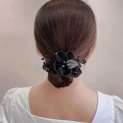 2-Stücke Organza Dickdarm Haarschleife Stirnband, Blume Krawatte Stirnband, elegante Blume Haarseil, Frauen Kopfbedeckung (schwarz) von XIANGUO