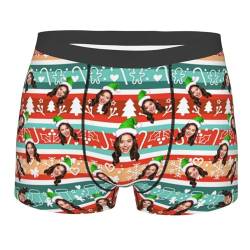 XIAO.Z Personalisierte Herren-Weihnachts-Boxershorts, individuelle lustige Weihnachtsunterwäsche für Herren, Geschenke für Freund, personalisierte Boxershorts mit Gesicht von XIAO.Z