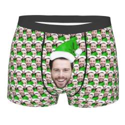 XIAO.Z Personalisierte Herren-Weihnachts-Boxershorts, individuelle lustige Weihnachtsunterwäsche für Herren, Geschenke für Freund, personalisierte Boxershorts mit Gesicht von XIAO.Z