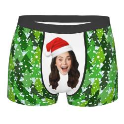 XIAO.Z Personalisierte Herren-Weihnachts-Boxershorts, individuelle lustige Weihnachtsunterwäsche für Herren, Geschenke für Freund, personalisierte Boxershorts mit Gesicht von XIAO.Z