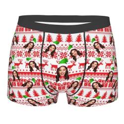 XIAO.Z Personalisierte Herren-Weihnachts-Boxershorts, individuelle lustige Weihnachtsunterwäsche für Herren, Geschenke für Freund, personalisierte Boxershorts mit Gesicht von XIAO.Z