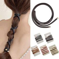 Frauen PU Leder Haar Krawatten Pferdeschwanz Flechten Haar Dekor Bind Stand Band Für Stil Dreadlock Krawatten Französisch Bands H Haar L3E5 von XIAOBAN