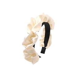 XIAOFEI Satin Plissee Stirnbänder Einfarbiger Kunststoff Haarband Haarreifen Damen Breit Retro Stirnband Haarreifen Kunststoff Einfach Stirnbänder Elastisch Haarreif von XIAOFEI