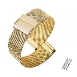 XIAOFEIGUN Milanese-Uhrenarmband, Edelstahl-Armband-Ersatzarmband, 12–22 mm Ersatz-Edelstahl-Metallgeflechtarmband, Smartwatch-Armbänder für Männer und Frauen (Color : Gold, Size : 20mm) von XIAOFEIGUN