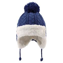 XIAOHAWANG Baby Mütze Winter Strickmütze Baby Newborn Warme Wintermütze Mädchen Kindermützen Jungen Benia für Baby Kinder (DE/NL/SE/PL, Alter, 0 Monate, 6 Monate, Dunstblau) von XIAOHAWANG