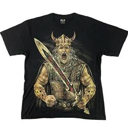 Wild Glow in The Dark Viking Warrior Herren Damen T-Shirt, 100 % Baumwolle, XS-XXXL, doppelseitig, Größe L, Farbe17, 3XL von XIAOLING