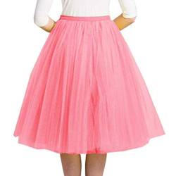 Tüllrock Damen Karneval Tüllrock Damen Tüllrock Damen Karneval Lang Minirock Petticoat Unterrock Tütü Damen Ballettrock Hosenrock Tanzkleid Party Tüllrock Tutu Tüll Rock Faltenrock (Pink-4, One Size) von XIAOTUZ