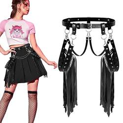 XIAOWU Kunstleder Quaste Rock Damen Fransen Gürtel Gothic Bikini Club Party Cowgirl Taillengürtel Kleidung von XIAOWU