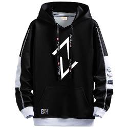 XIAOYAO Herren Sweatshirt Kapuze, Hoodie mit Kordel und Taschen Basic Sweatshirt Beiläufig Lose mit Pullover (L, Schwarz) von XIAOYAO