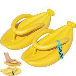 XIAOYIYI Banana Slippers, Bananen-Hausschuhe, Banana Flip Flops for Women Men, Dicke Rutschfeste Flip-Flops, Cute Banana Slippers, Lustige Sommerhausschuhe für Drinnen und Draußen von XIAOYIYI