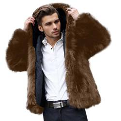 XIAOYUER Wintermantel Herren Pelzmantel Winterjacke Kurze Kunstpelz Mantel Reverskragen Plüsch Strickjacke Warme Felljacke Pelz Jacke Faux Fur Pelzjacke Fellmantel Wolljacken Winterjacke Männer Parka von XIAOYUER