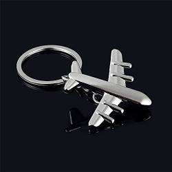 Schlüsselanhänger Damen Herren Kreativer Schlüsselanhänger Ringkettenmodell Flugzeug 3D Flugzeug Classic Key Schlüsselanhänger Schlüsselanhänger Band Personalisiert (Silver, One Size) von XICEN