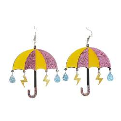 XIGAWAY Lustige Acryl-Ohrringe mit Regenschirm-Design, Modeschmuck für Damen von XIGAWAY