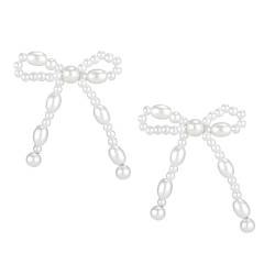 1 Paar Perlenohrringe, Quaste Schleifen Ohrringe Elegant Band Schleife Baumelnde Ohrringe Modisch Charm Statement Schleifen-Ohrringe Schmuckgeschenke für Frauen Mädchen von XIHIRCD