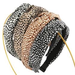 4 Stück Geknotete Stirnbänder für Frauen, Rutschfest Mode Haarbänder für Damen Geknoteter Haarreifen Leopard Stirnband für Damen Mädchen Geschenke Tägliches Tragen (4 Farben) von XIHIRCD