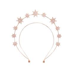 Halo Krone, Doppelschichtig Stirnband Sterne Stern Tiara Göttin Kopfschmuck Braut Hochzeits Haarschmuck für Frauen Mädchen (Roségold) von XIHIRCD