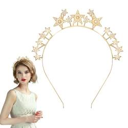 Sternen Stirnband, Stern Halo Kronen Stirnband Strass Stern Stirnband Göttinnen Kopfschmuck Braut Haarschmuck Stern Strass Tiara für Frauen Mädchen Hochzeitsfeier (Golden) von XIHIRCD