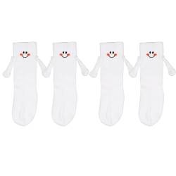 XIHIRCD 2 Paar Handhaltesocken für Kinder, Lustige Magnetische Mid-Tube-Socken Weißes Lächeln Passende Crazy Silly Slipper-Socken Freundschaft Geburtstagsgeschenk für Kinder Kleinkinder (3-5 Jahre) von XIHIRCD