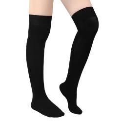 XIHIRCD Oberschenkelhohe Socken für Damen Mädchen, 80% Baumwolle Kniehohe Warme Socken, Weich Lange Strümpfe Damen Overknee für Halloween Wednesday Cosplay Abschlussball Tägliches Tragen (Schwarz) von XIHIRCD