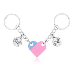 XIHIRCD Passende Herz Schlüsselanhänger für Paare, Individueller Pärchen-Schlüsselanhänger Pinky Promise-Anhänger Pärchen & Freundschaft Geschenk für Freundin Freund Paare(Rosa, Hellblau) von XIHIRCD