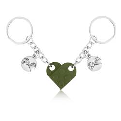 XIHIRCD Passende Herz Schlüsselanhänger für Paare, Individueller Pärchen-Schlüsselanhänger mit Geschenkbox Pinky Promise-Anhänger Pärchen & Freundschaft Geschenk für Freund Freundin (Dunkelgrün) von XIHIRCD