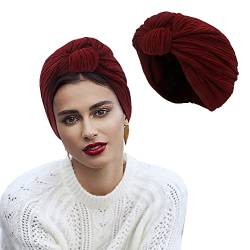 XINCHI Beanie Mütze Damen Turban Kappe Afrikanisch Kopftuch Vorgebunden Bandana Kopfwickel Elastisch Turban Mütze Weich Kopfbedeckung Atmungsaktiv Schlafmütze Bequeme Turbanhut Elegant Schlafhaube von XINCHI