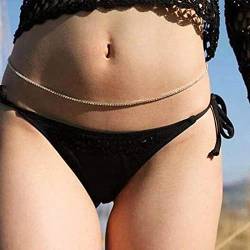 Körperkette, Körperschmuck Taillenkette Mode Einfache Frau Kristall Sexy Taillenkette Glänzende Strass Sommer Strand Bikini Körperkette von XINCXIN