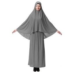 XINFU Muslimisches islamisches Damen-Khimar-Gebetskleid, weich, unverwechselbar, Hijab Abaya-Anzug (10 Farben erhältlich), Grau, Medium von XINFU