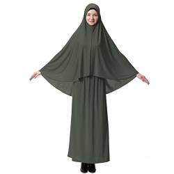XINFU Muslimisches islamisches Damen-Khimar-Gebetskleid, weich, unverwechselbar, Hijab Abaya-Anzug (10 Farben erhältlich), Grün (Army Green), Small von XINFU