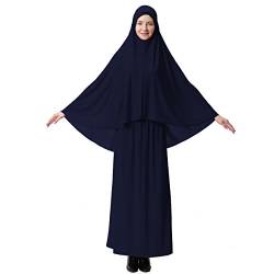 XINFU Muslimisches islamisches Damen-Khimar-Gebetskleid, weich, unverwechselbar, Hijab Abaya-Anzug (10 Farben erhältlich), Marineblau, Small von XINFU