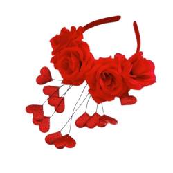 Glitzer-Blumen-Haarbänder für Damen, Valentinstags-Stirnbänder mit Herz-Stirnband für Mädchen, Festival, Tanzparty, Valentinstag, Stirnbänder für Frauen, Valentinstags-Stirnbänder für Mädchen, von XINGLIDA