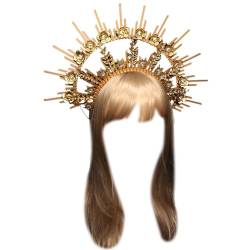 XINGLIDA DIY Stirnband Prinzessin Kopfschmuck Festzug Abschlussball Party Requisiten Vintage Tiaras Haarreifen für Frauen, 1 count (Pack of 1), Metall von XINGLIDA