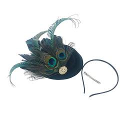 XINGLIDA Fascinator mit Pfauenfedern, Haarspange, Pfauen-Fascinator, Teeparty, Stirnband, Derby, Pillbox, Hut, Damen-Fascinator, Stirnband (BK#) von XINGLIDA