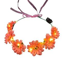 XINGLIDA Feen-Blumen-Haarband, LED-Kopfbedeckung, Sommer, leuchtendes Stirnband, Kranz, Girlande für Nachtstand für den Sommer (F#) von XINGLIDA